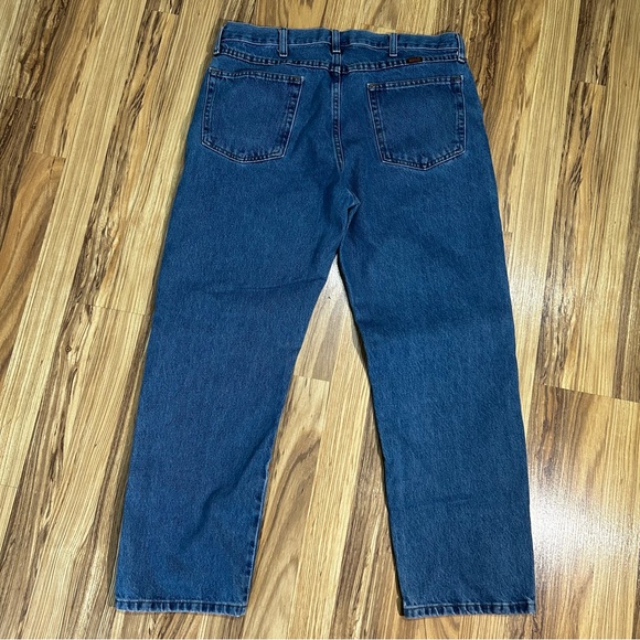 RUSTLER Blue Denim Straight Leg 4 Pocket Mens Jeans Size 36 X 29 #130273 - Picture 6 of 8